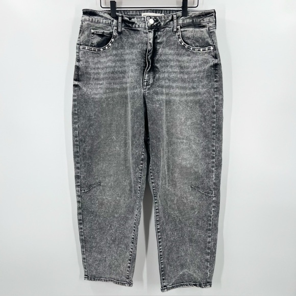 Rebecca Minkoff High Rise Barrel Wide Leg Crop Jeans Black Wash Studded - Picture 1 of 11